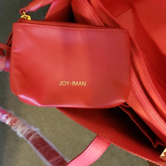 NWT Joy & Iman Red Leather Tassel Tote - Picture 6 of 8